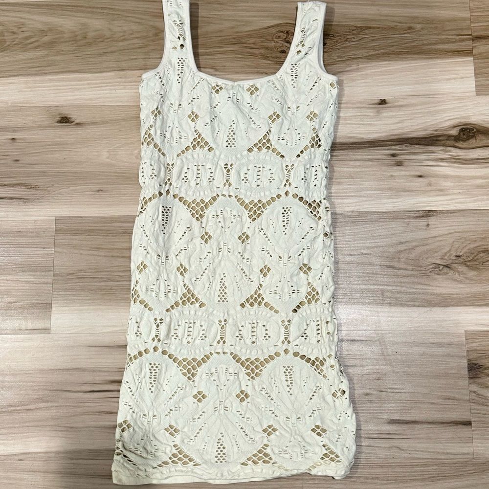Wet Seal y2k Lace Cream Bodycon Stretch Mini Dress Women’s XS/Small
